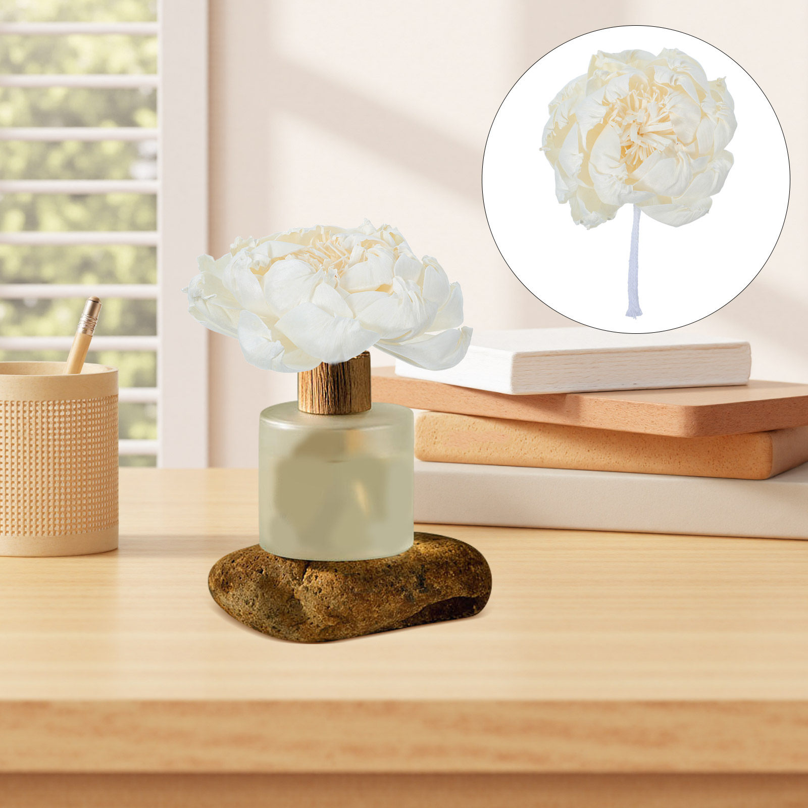 Fragrance In Home - 모란꽃 향 디퓨저 12cm 인조 모란꽃