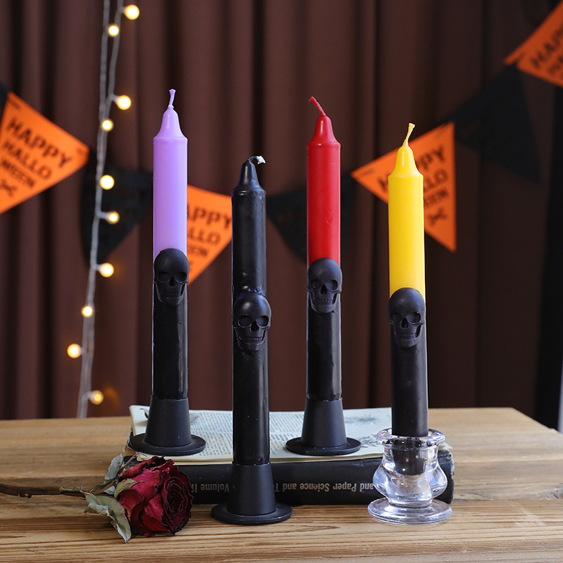 Beeswax Taper Candle - 고딕 해골 테이퍼 양초 가을 할로윈