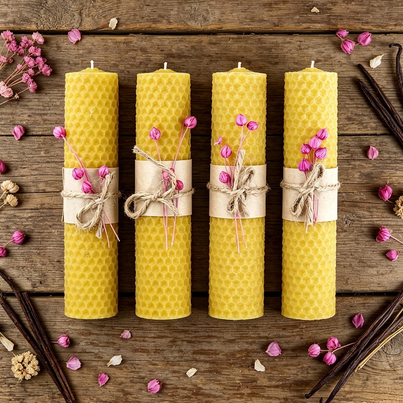 수제 롤드 비즈왁스 기둥 양초 4개, 5.9인치, 인조 - Beeswax Taper Candle 리뷰 및 가격