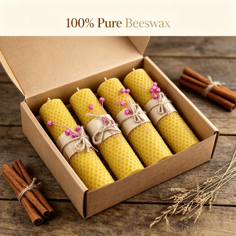 수제 롤드 비즈왁스 기둥 양초 4개, 5.9인치, 인조 - Beeswax Taper Candle 리뷰 및 가격