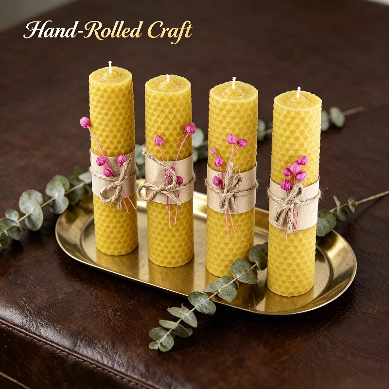 수제 롤드 비즈왁스 기둥 양초 4개, 5.9인치, 인조 - Beeswax Taper Candle 리뷰 및 가격