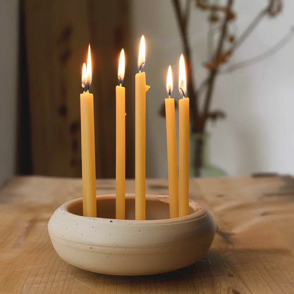 천연 밀랍 하누카 양초, 얇은 테이퍼 꿀 양초, 의식  - Beeswax Taper Candle 리뷰 및 가격