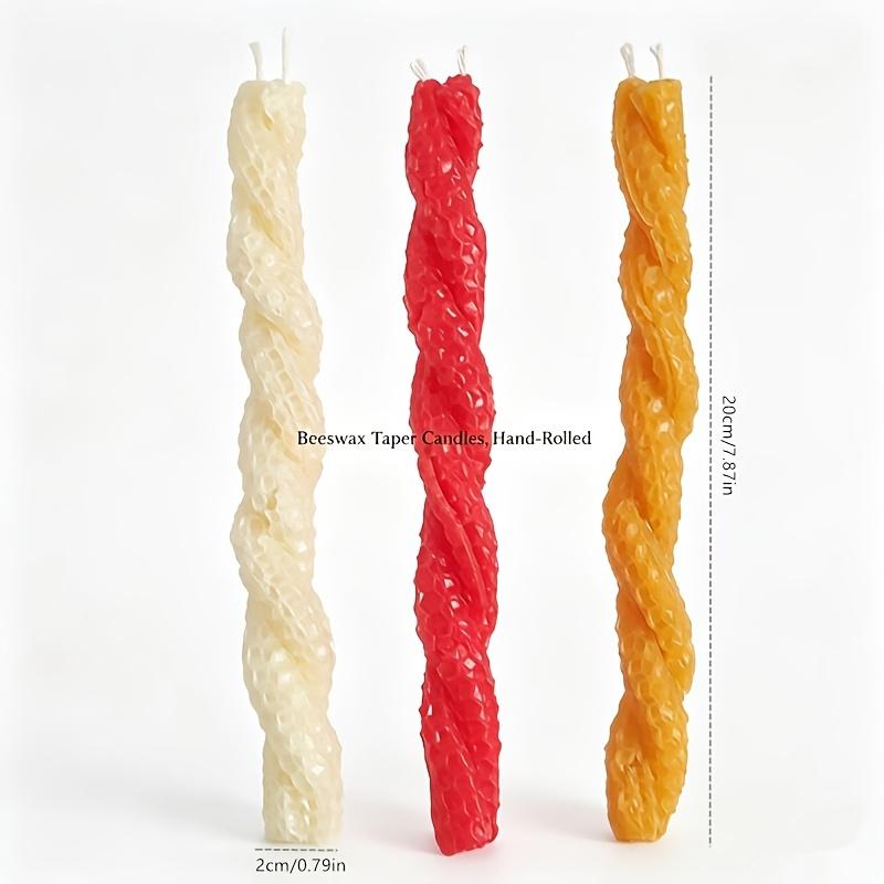 빨간색과 노란색이 섞인 수제 꽈배기 모양의 밀랍 캔들  - Beeswax Taper Candle 리뷰 및 가격